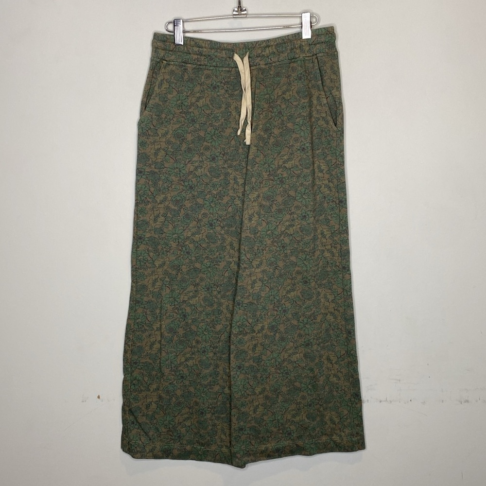 Sundry Green Floral Wide Leg Pants